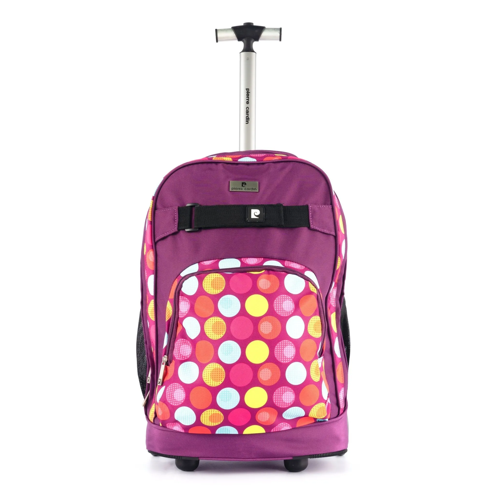 Backpack Trolley with Lunch Bag   Pencil Case black with blue-yellow-red round shape