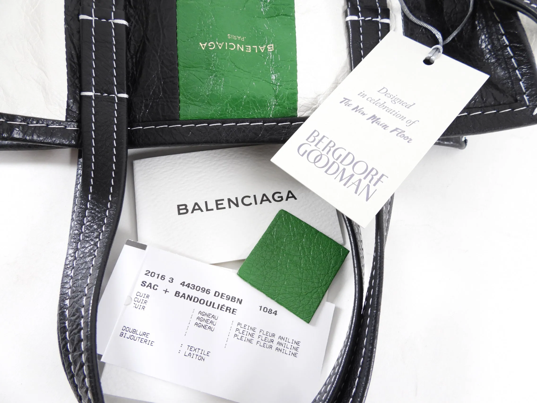 Balenciaga Bazaar Striped Green and Black Small Tote Bag