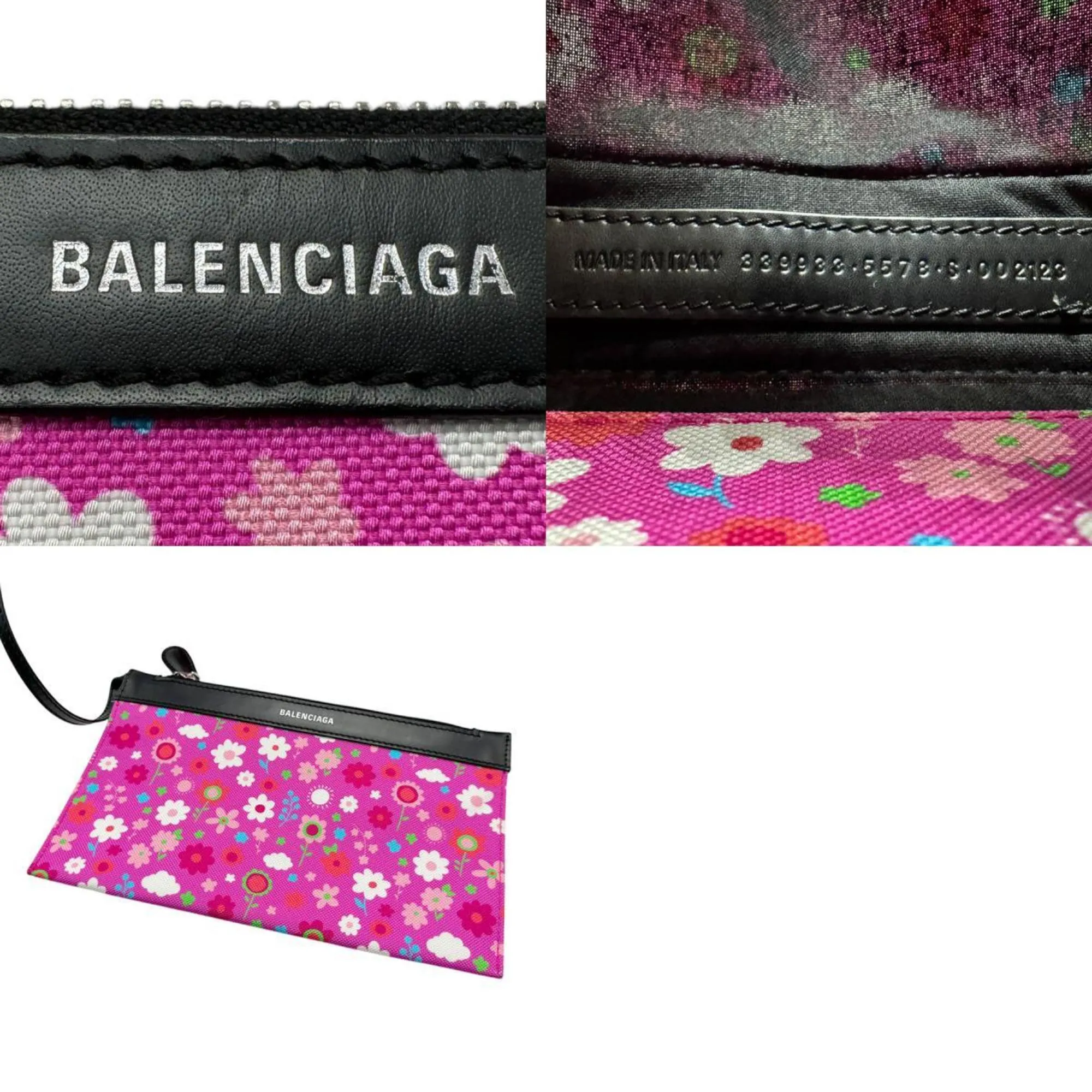 Balenciaga Navy Cabas Pink Canvas Bag