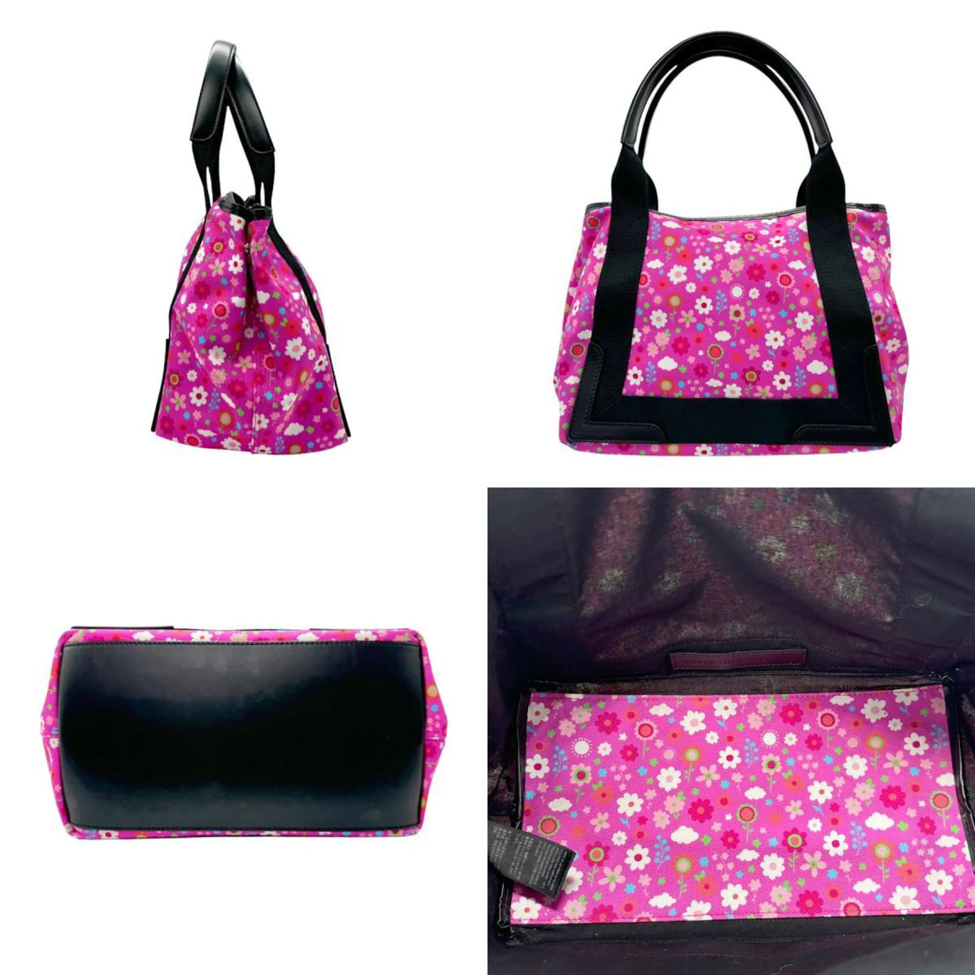 Balenciaga Navy Cabas Pink Canvas Bag