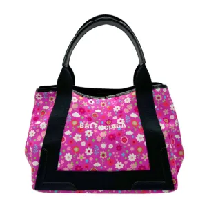 Balenciaga Navy Cabas Pink Canvas Bag