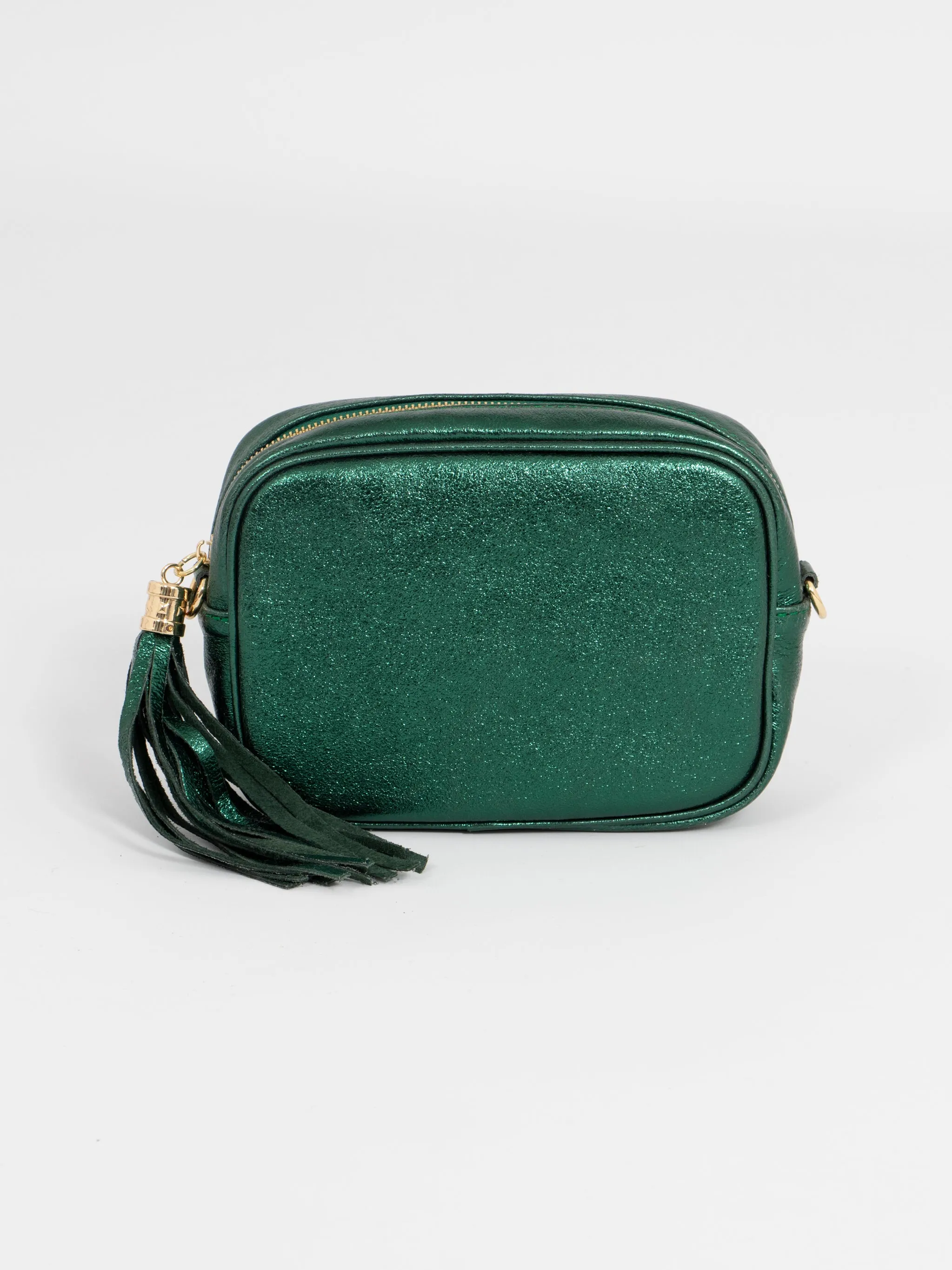 Beau - Italian Leather Crossbody Bag - Green, Metallic