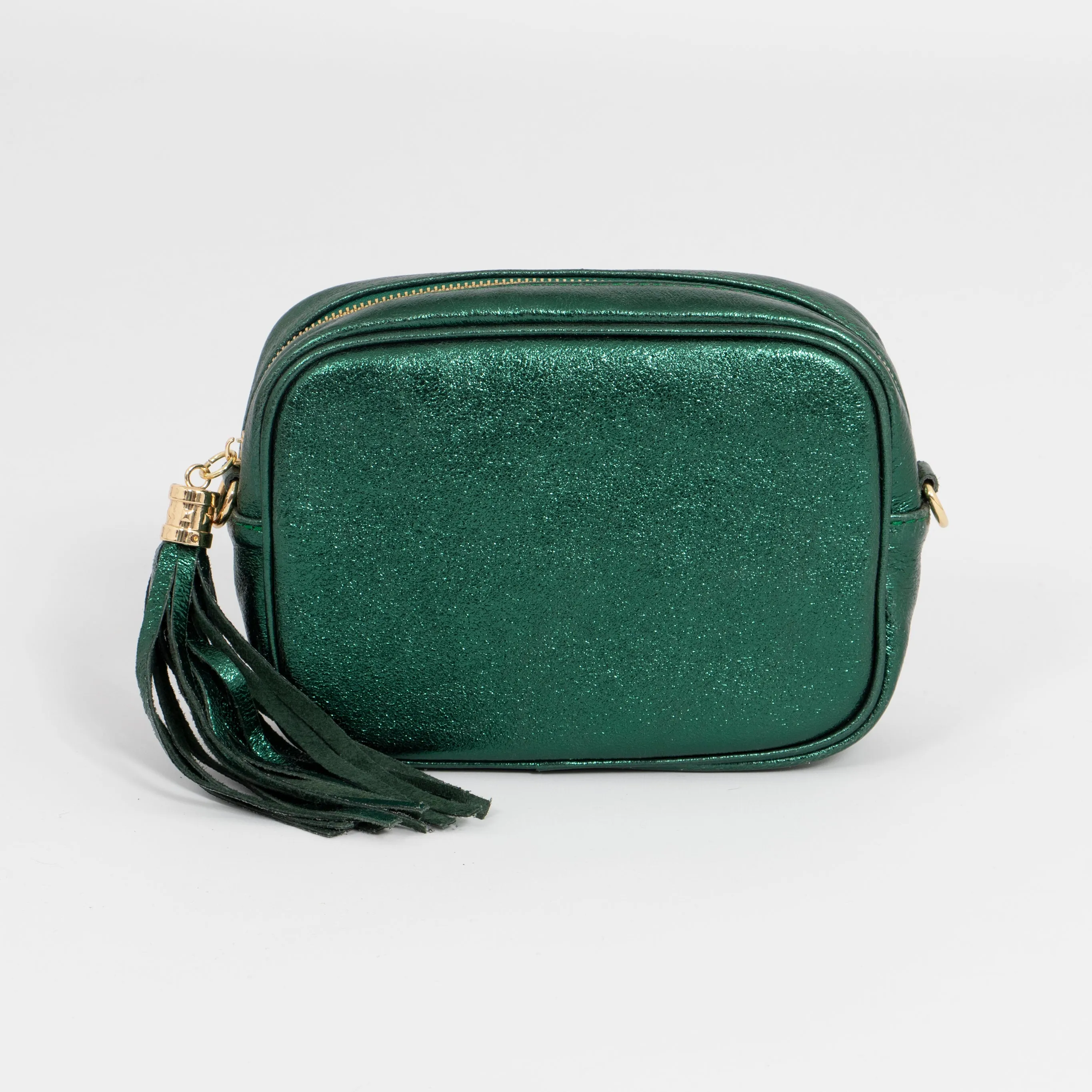 Beau - Italian Leather Crossbody Bag - Green, Metallic
