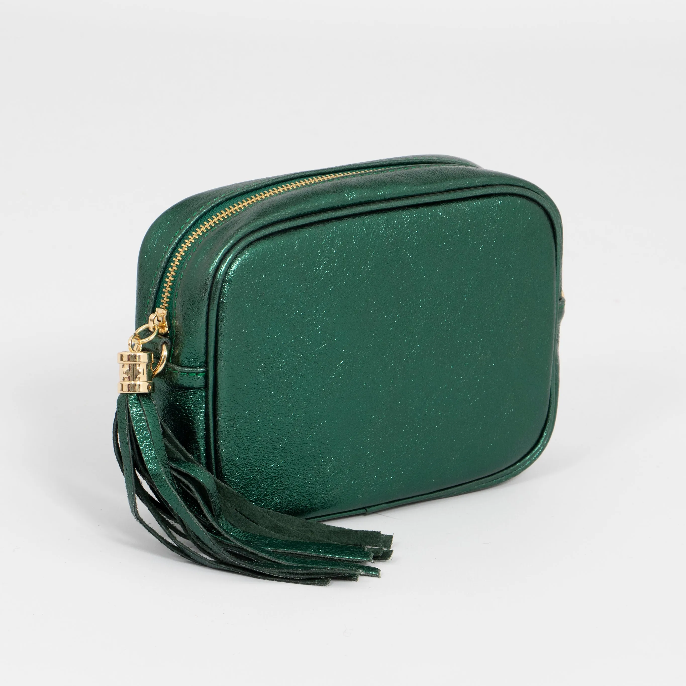 Beau - Italian Leather Crossbody Bag - Green, Metallic