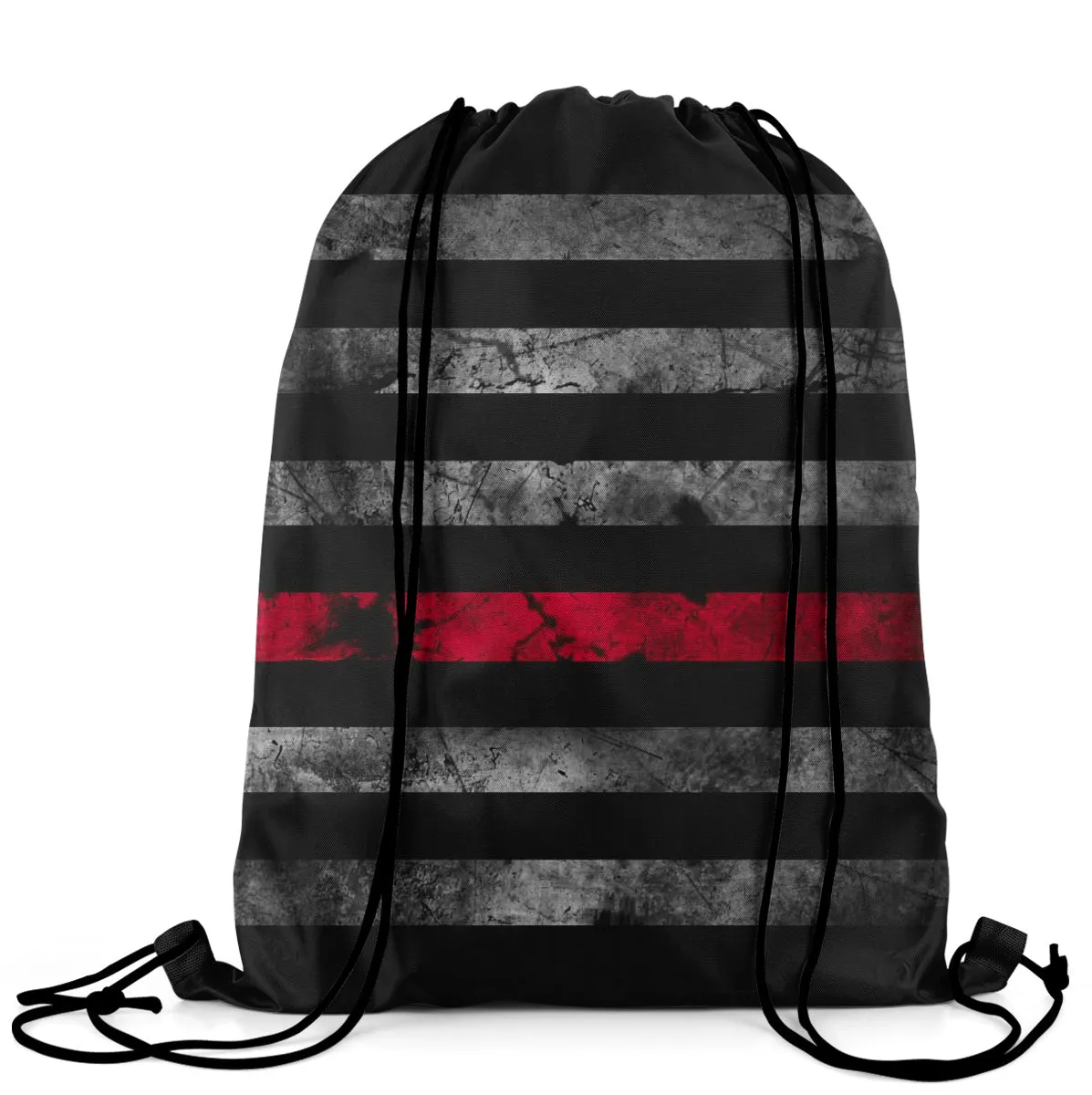 Black American Flag Printed Drawstring Bag