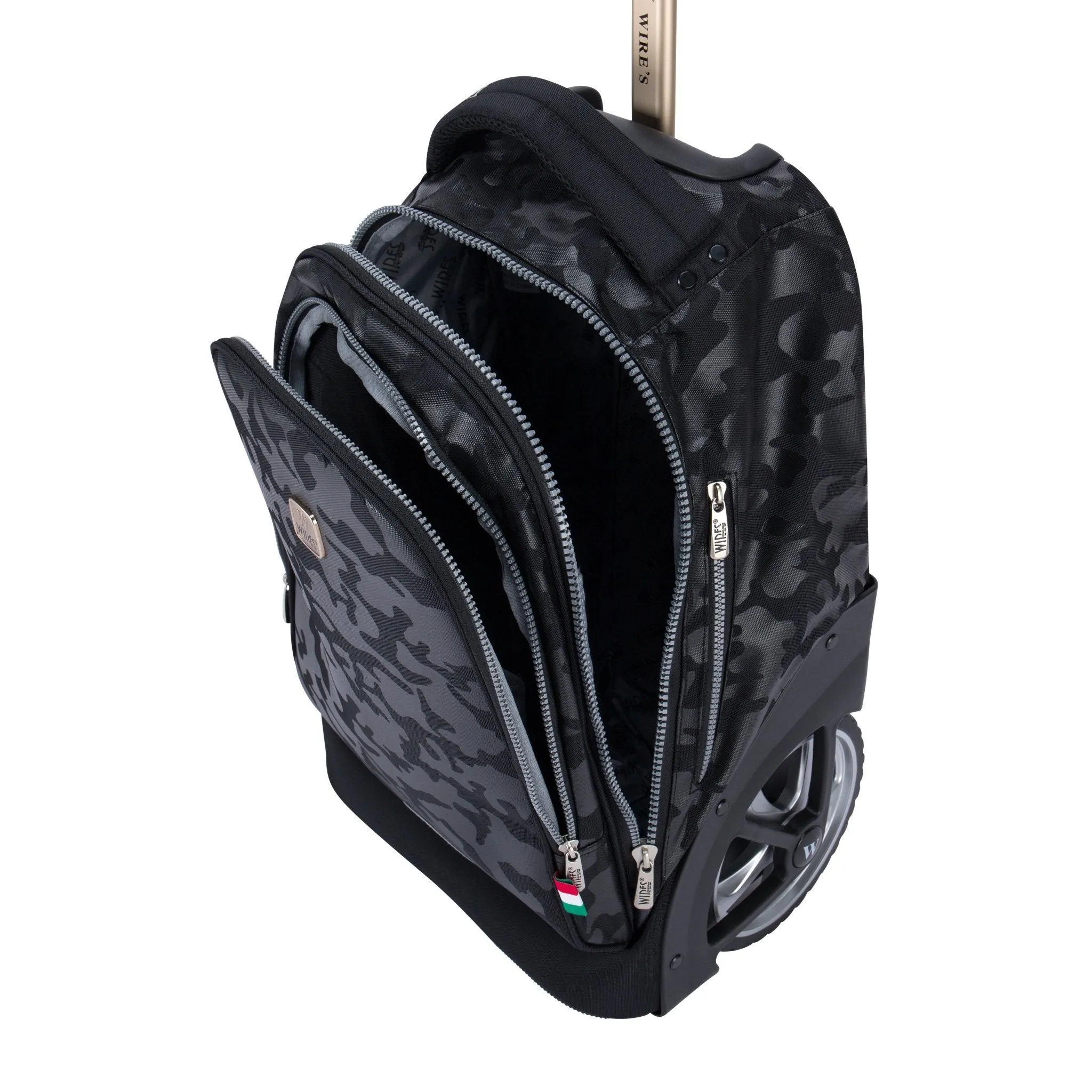 Black Camouflage Big Wheel School Bag Trolley Set of 3 (Lunch Bag & Pencil Case)