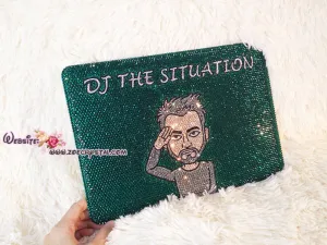 BLING Your LOGO, Design, Idol, Celeb, Symbol, DJ Macbook Air Pro Case Cover with Bedazzled  StrassGlittery Sparkly Shinny Crystal Rhinestone