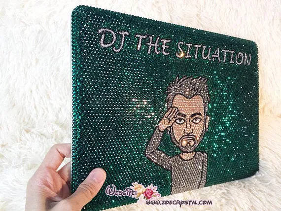 BLING Your LOGO, Design, Idol, Celeb, Symbol, DJ Macbook Air Pro Case Cover with Bedazzled  StrassGlittery Sparkly Shinny Crystal Rhinestone
