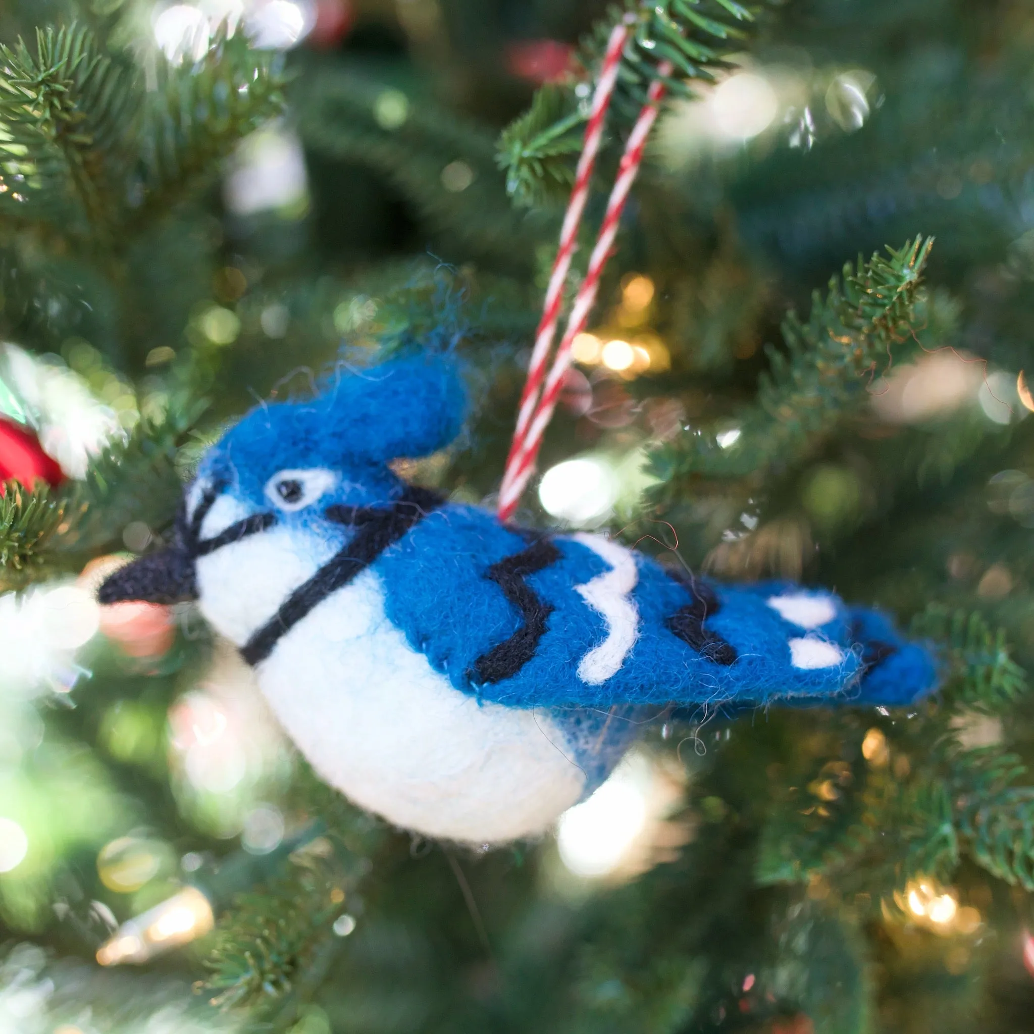 Blue Jay Ornament, Felt Wool
