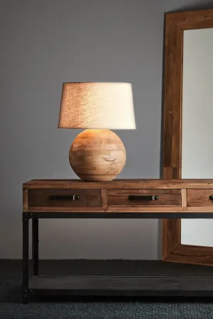 Boule Medium - Natural - Turned Wood Ball Table Lamp