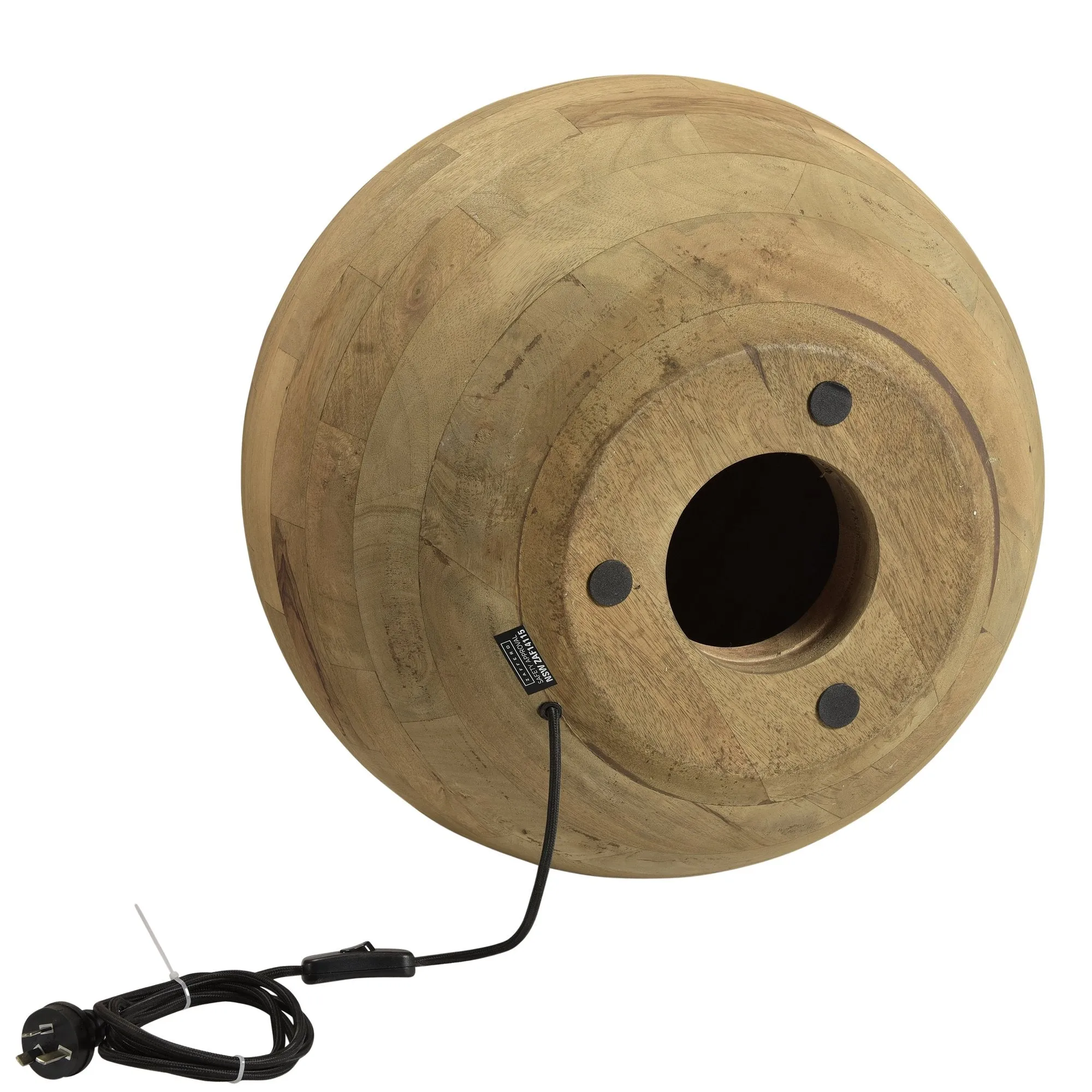 Boule Medium - Natural - Turned Wood Ball Table Lamp