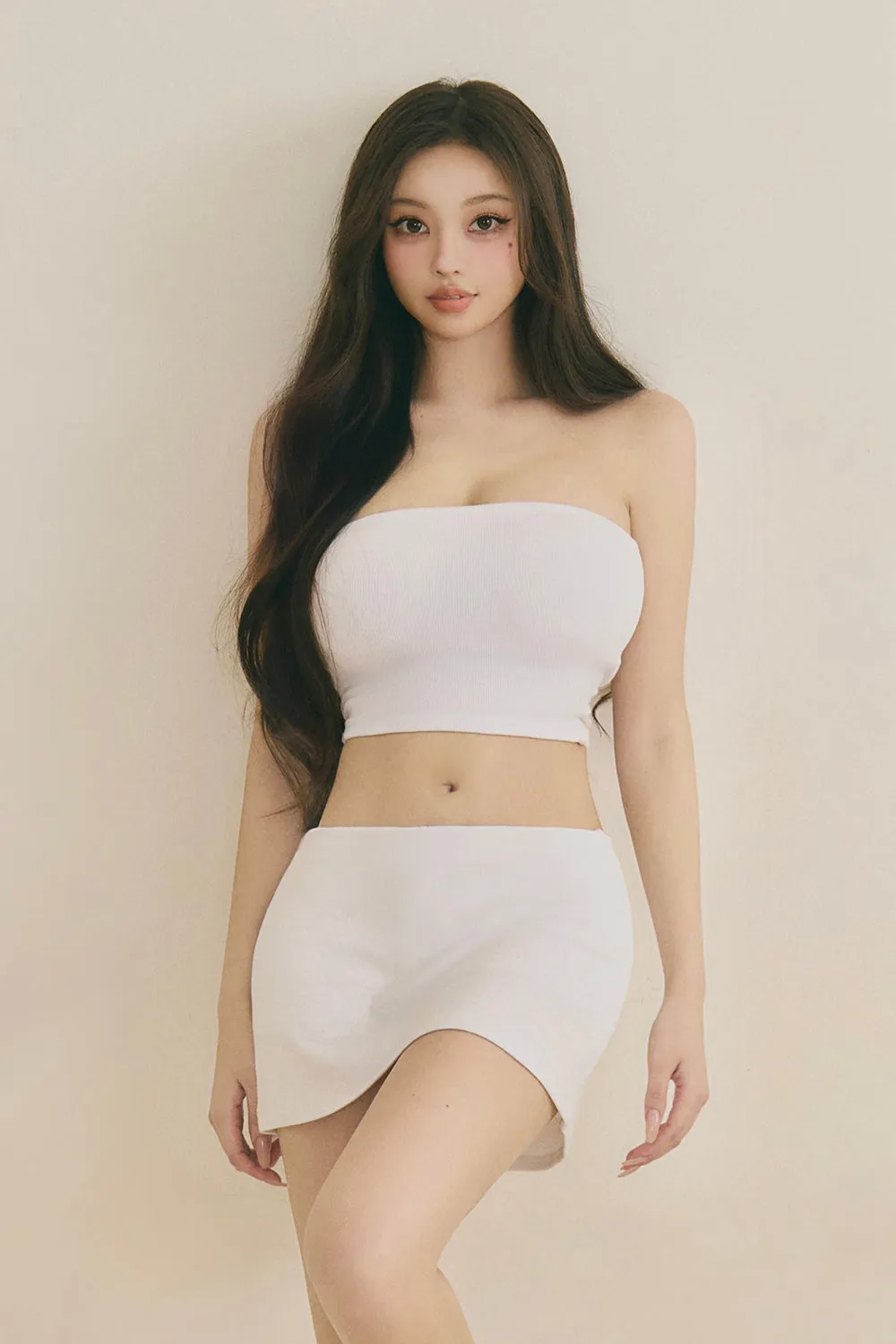 一見鍾情羅紋平口BraTop<br>Elegant Rib Knit Strapless BraTop
