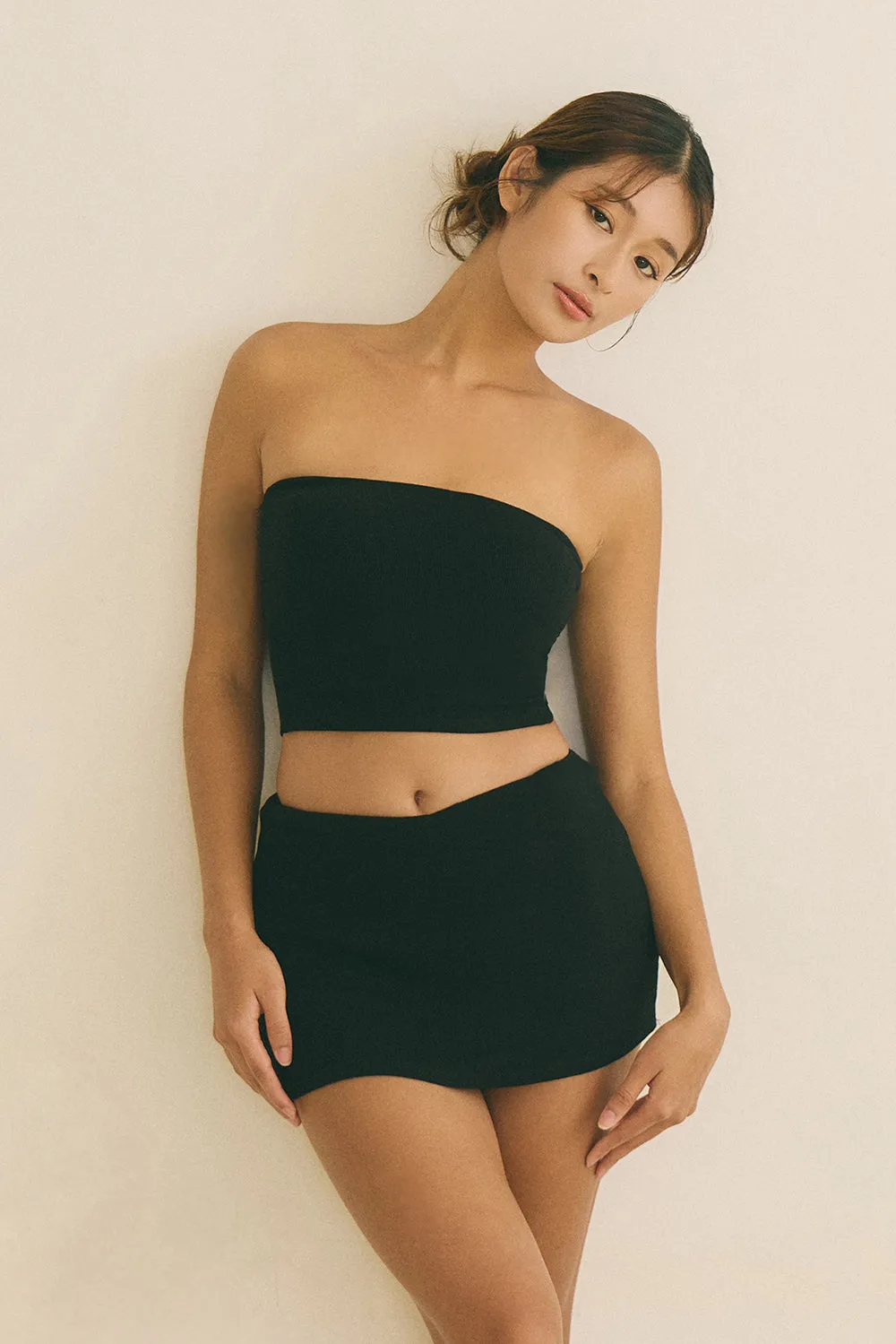 一見鍾情羅紋平口BraTop<br>Elegant Rib Knit Strapless BraTop