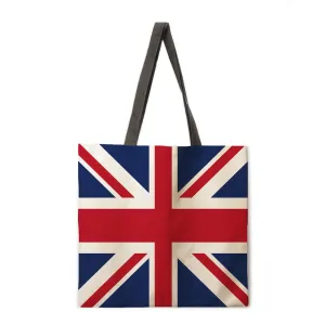 British flag of England linen shopping bag ladies shoulder bag foldable shopping bag beach tote bag