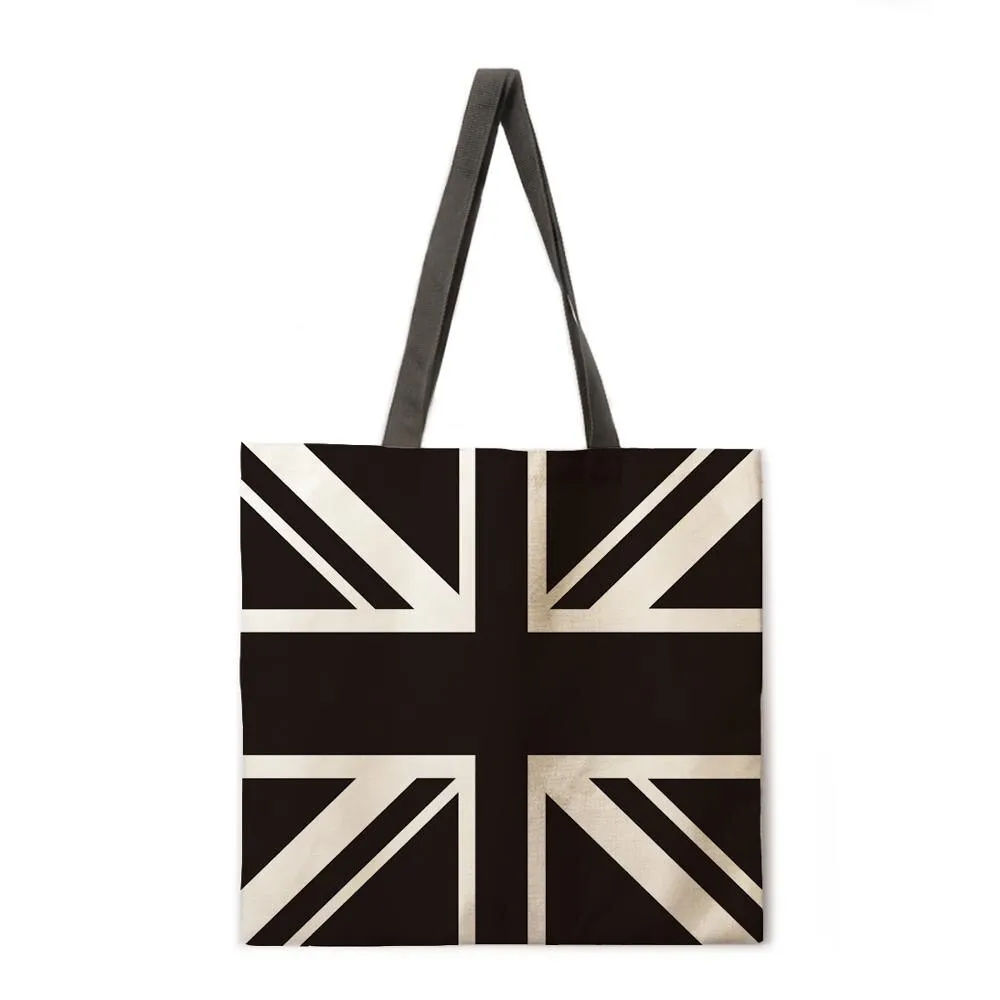British flag of England linen shopping bag ladies shoulder bag foldable shopping bag beach tote bag