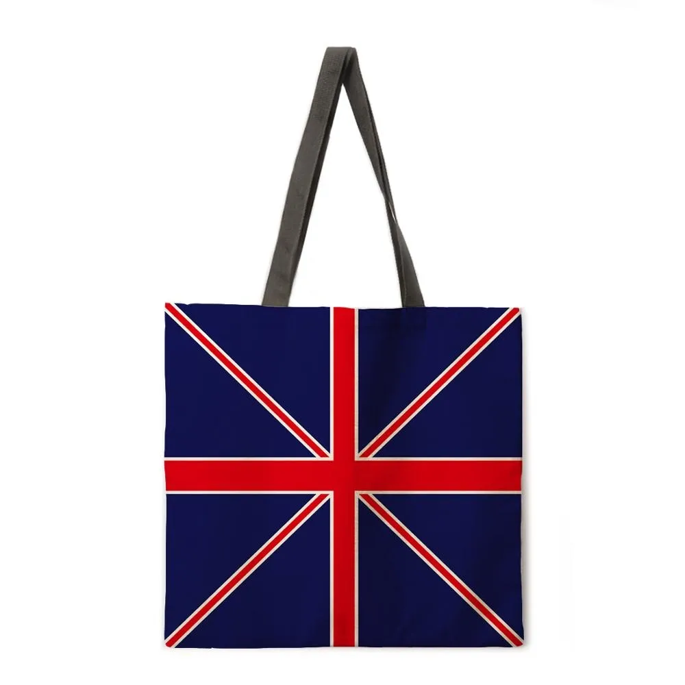 British flag of England linen shopping bag ladies shoulder bag foldable shopping bag beach tote bag