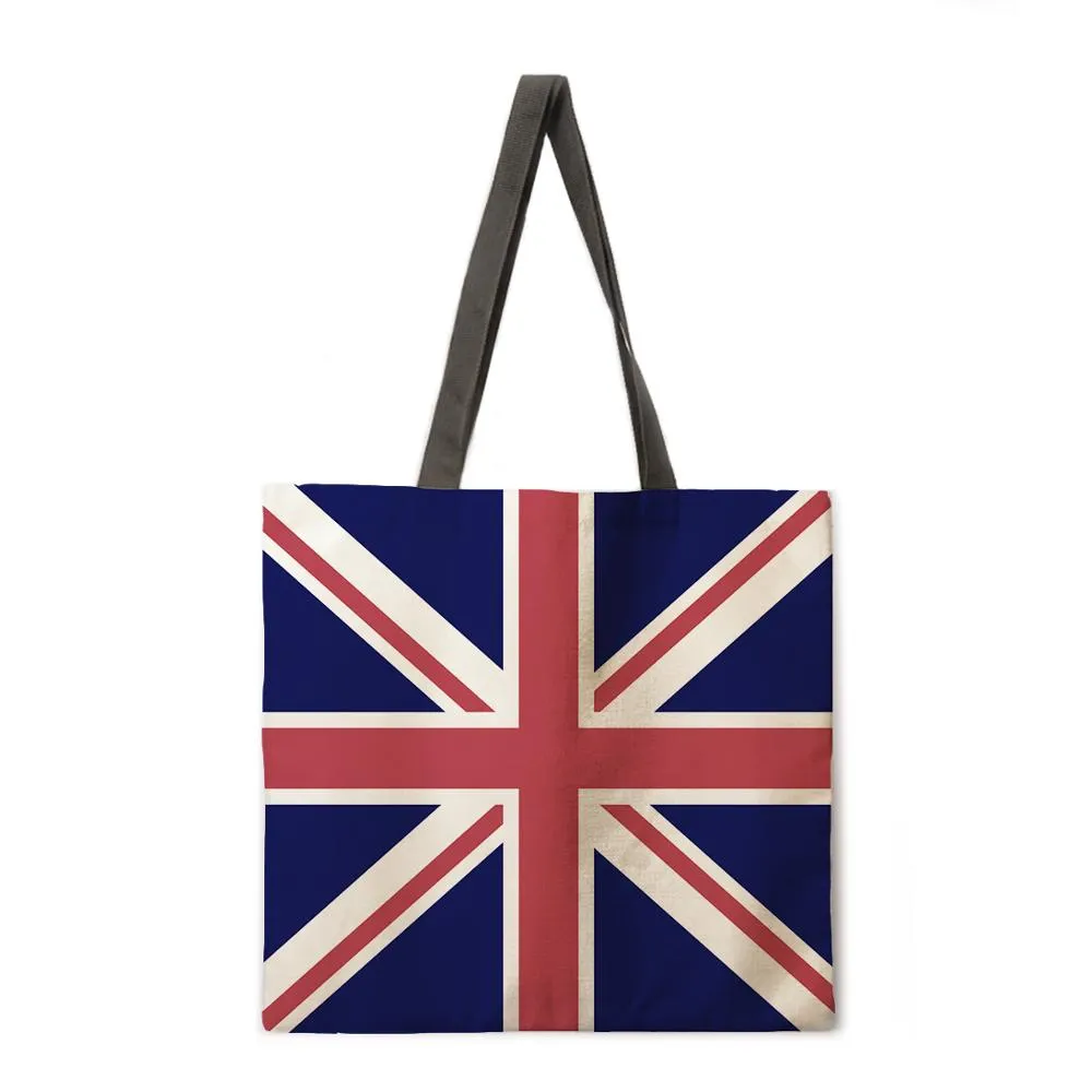 British flag of England linen shopping bag ladies shoulder bag foldable shopping bag beach tote bag