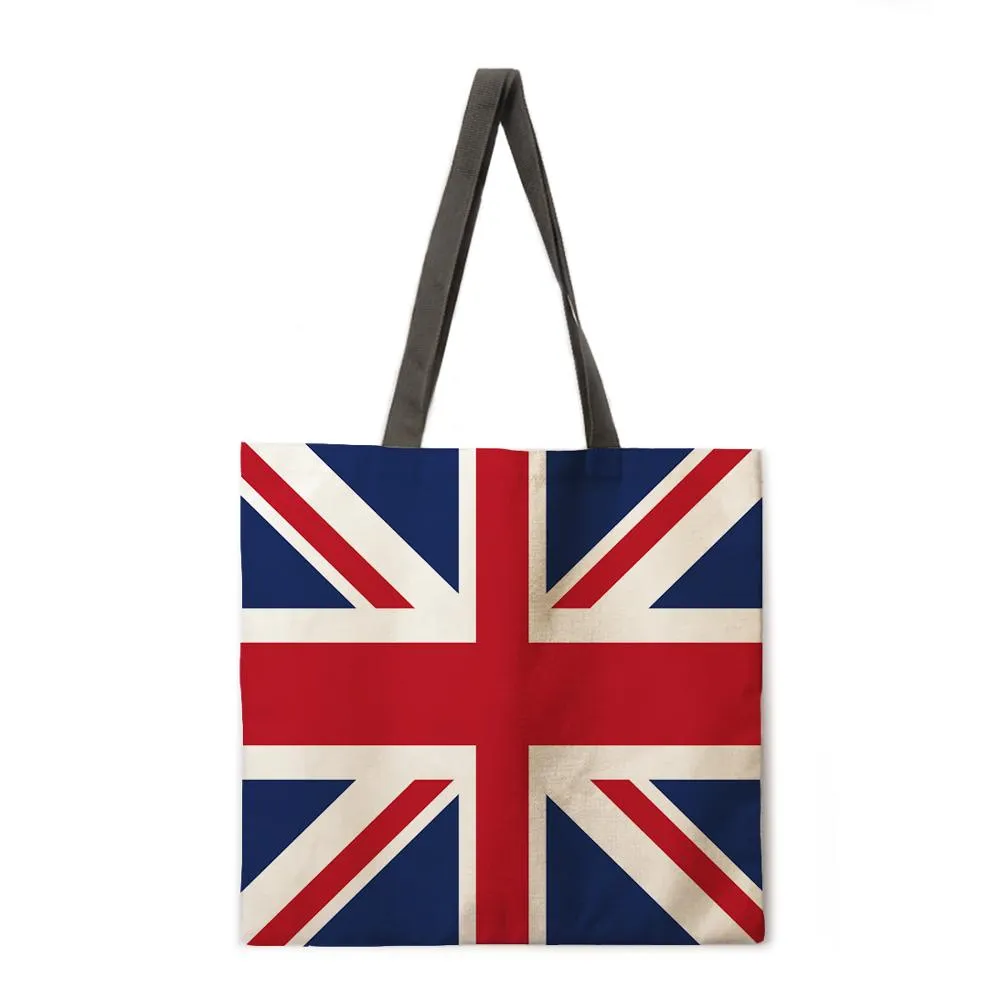 British flag of England linen shopping bag ladies shoulder bag foldable shopping bag beach tote bag