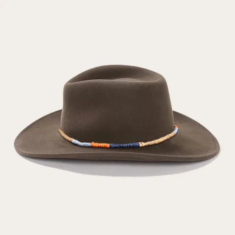 Brown Felt Hat with Colorful Rope Hatband