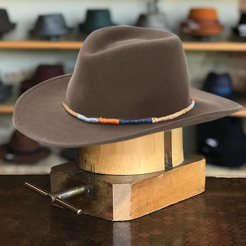 Brown Felt Hat with Colorful Rope Hatband