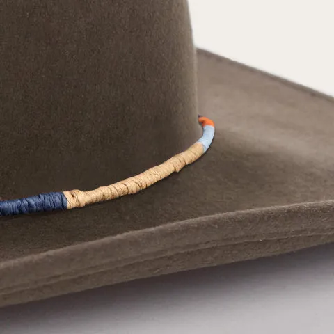 Brown Felt Hat with Colorful Rope Hatband