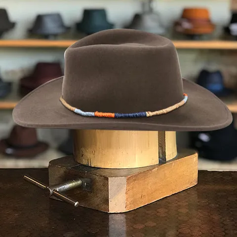 Brown Felt Hat with Colorful Rope Hatband