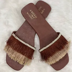Brown Fringe Slides