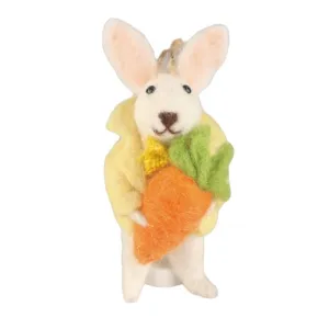 Bunny with Carrot Felted Mouse Ornament