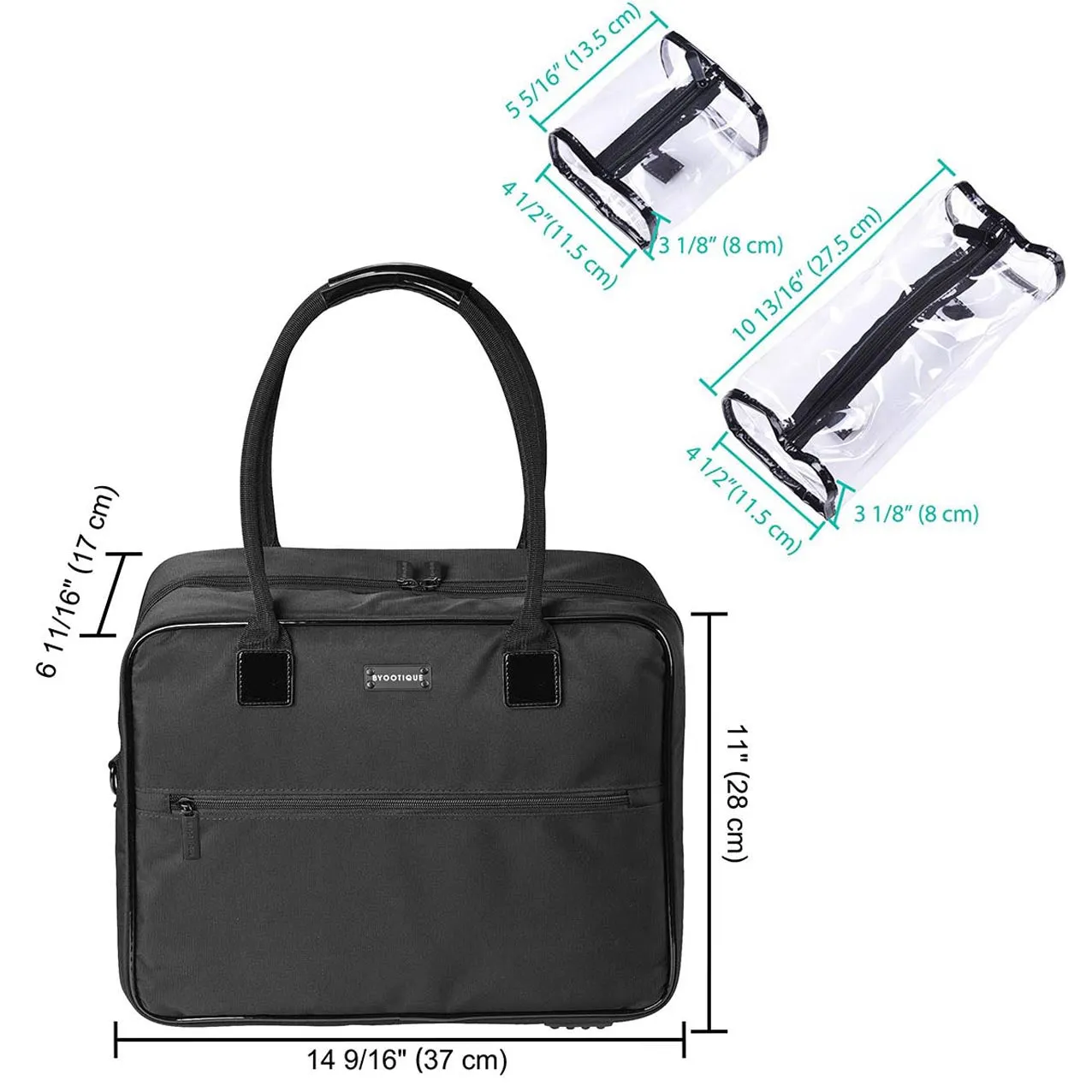 Byootique Essential Cosmetic Travel Makeup Train Tote Bag 4 Removable Bags