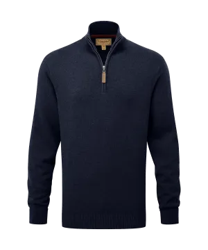 Calton Cotton Cashmere Quarter Zip Jumper - Navy