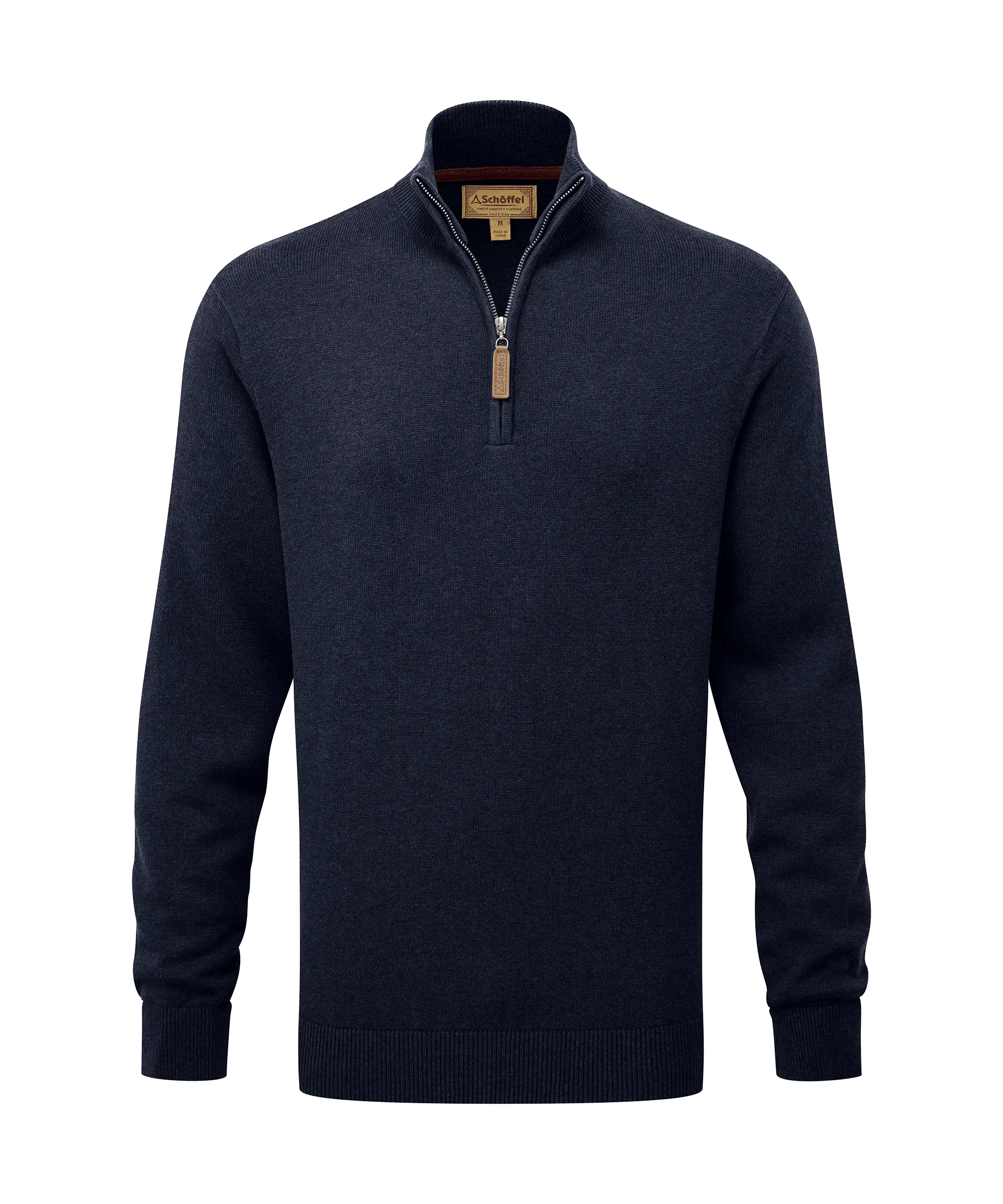 Calton Cotton Cashmere Quarter Zip Jumper - Navy