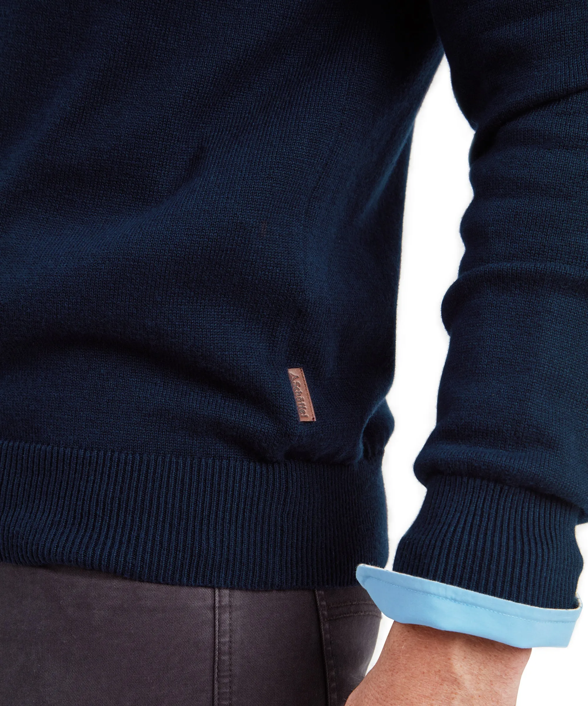 Calton Cotton Cashmere Quarter Zip Jumper - Navy