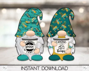 Camping Gnomes PNG Sublimation Digital Design Download, Wall Hanging, Earrings