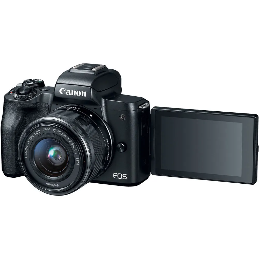 Canon EOS M50 Mirrorless Camera W/ 15-45mm Lens Black 2680C011  - Basic Bundle