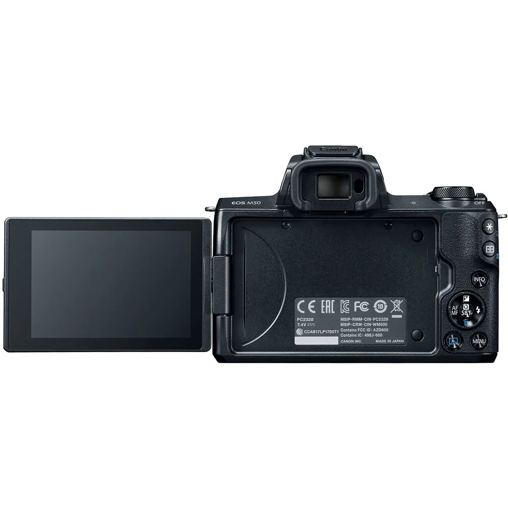 Canon EOS M50 Mirrorless Camera W/ 15-45mm Lens Black 2680C011  - Basic Bundle