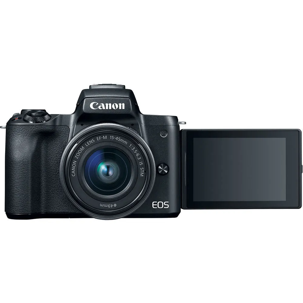 Canon EOS M50 Mirrorless Camera W/ 15-45mm Lens Black 2680C011  - Basic Bundle