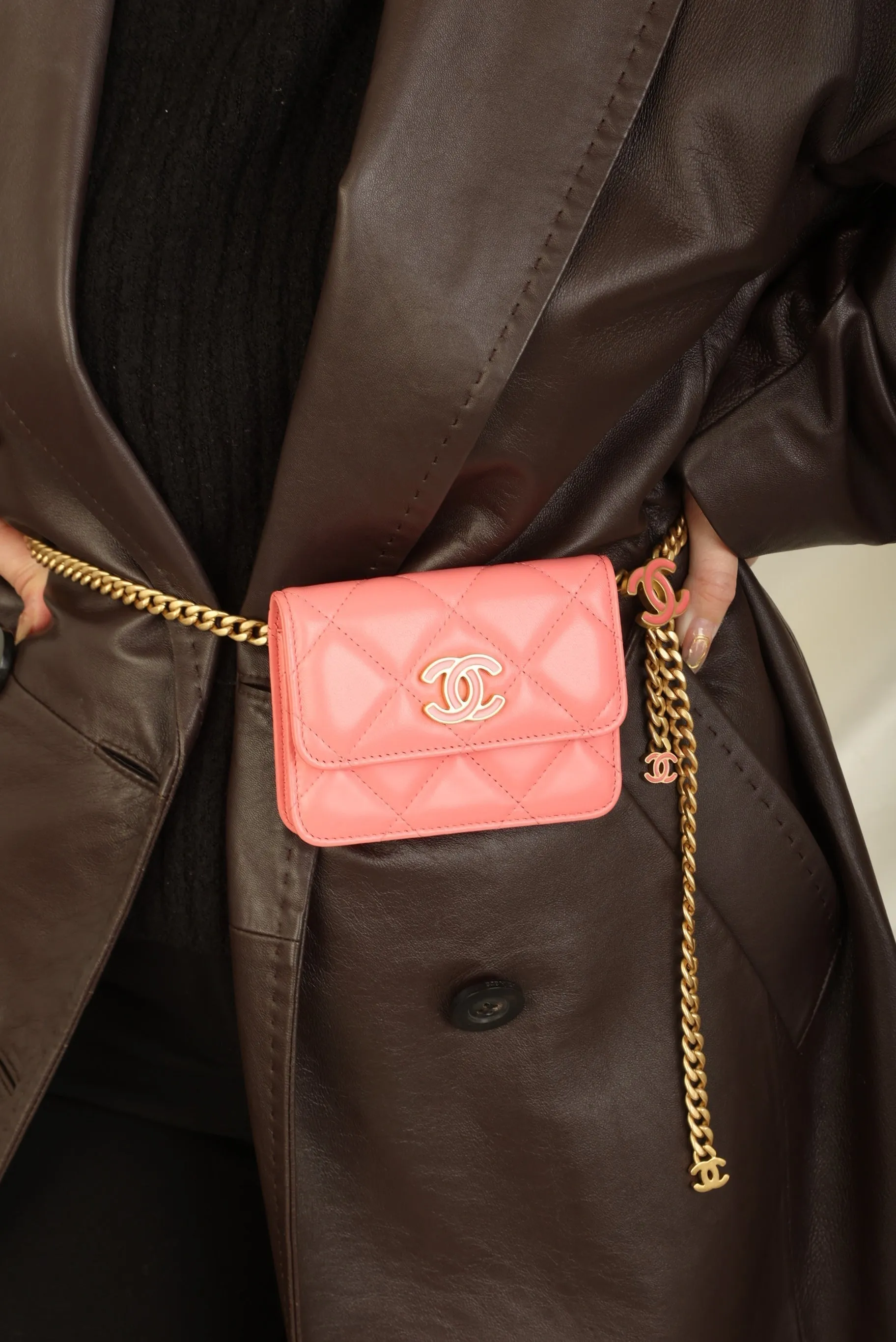 Chanel 2021 Lambskin Chain Waist Bag