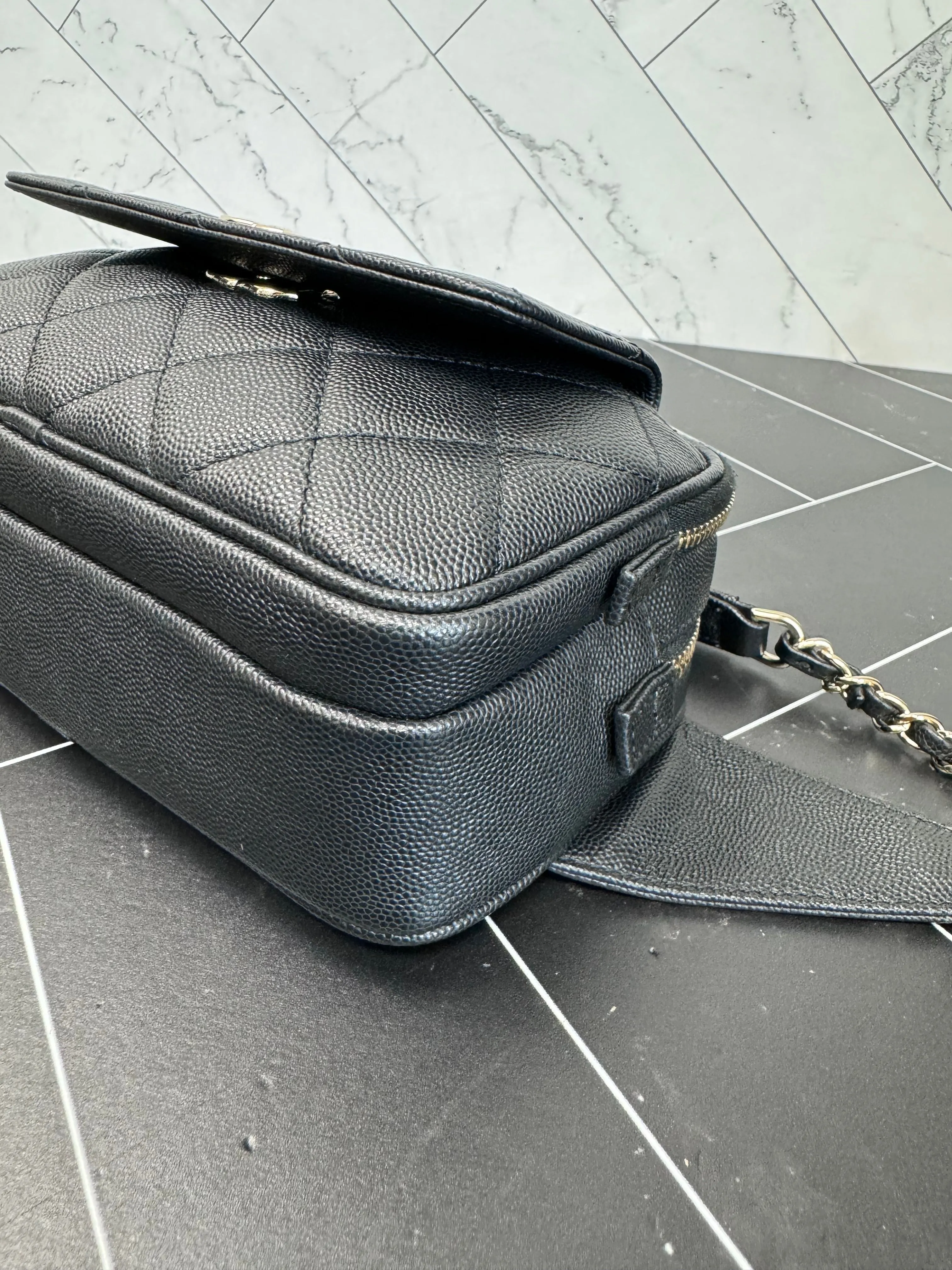 Chanel Black Cavier Quilted Waist Bag