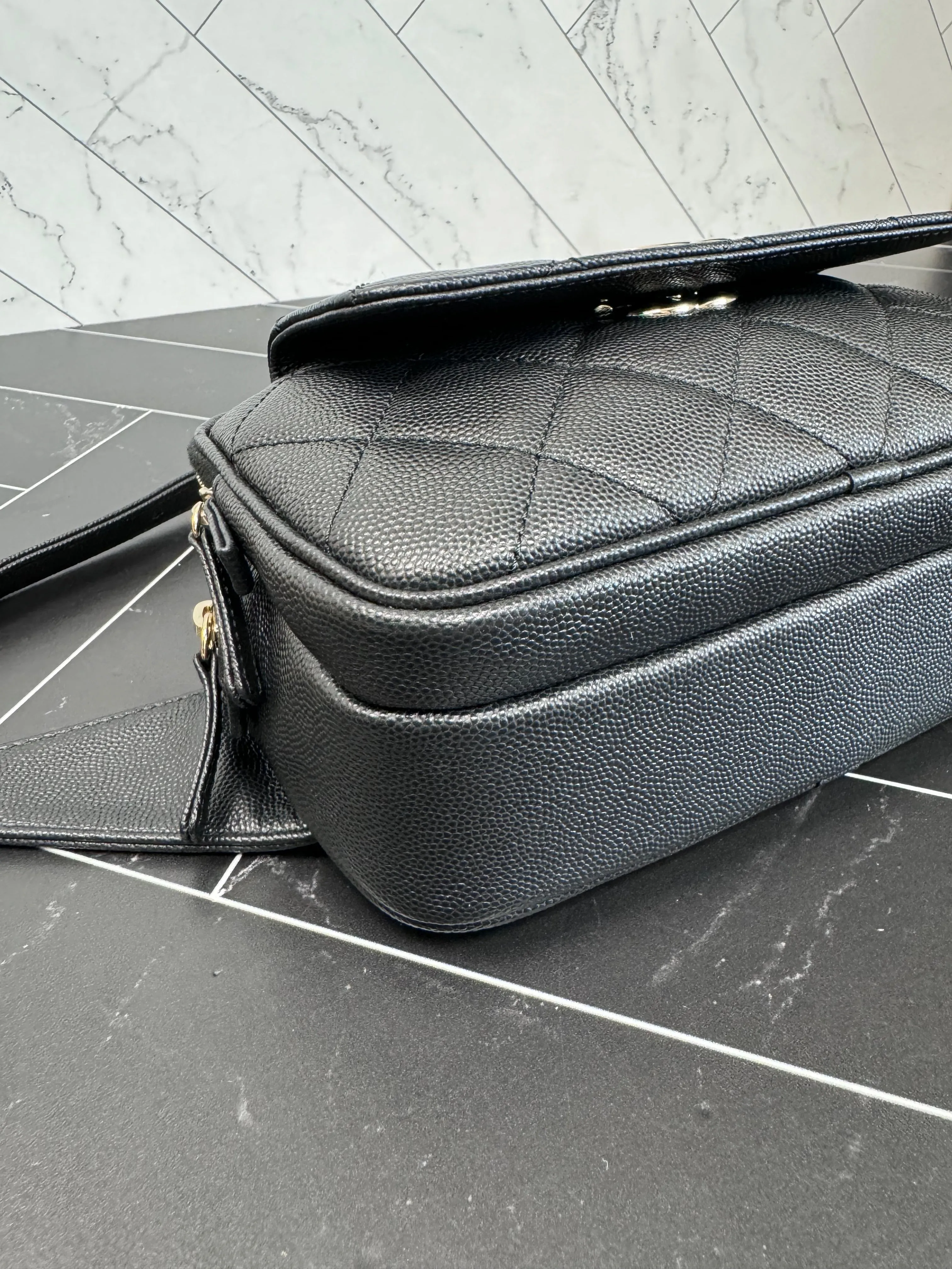 Chanel Black Cavier Quilted Waist Bag