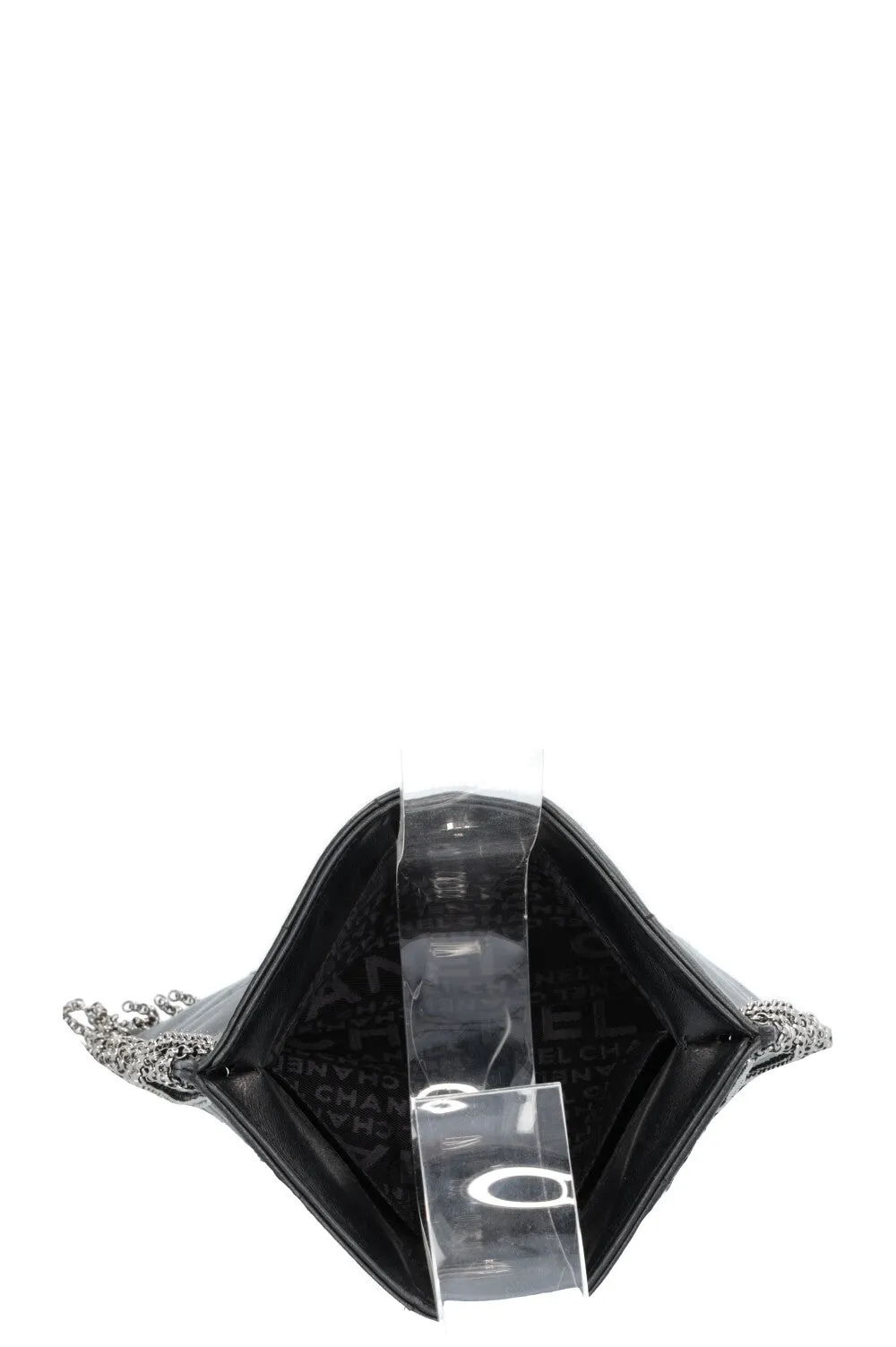 CHANEL Chocolate Bar Fringe Bag Leather Black