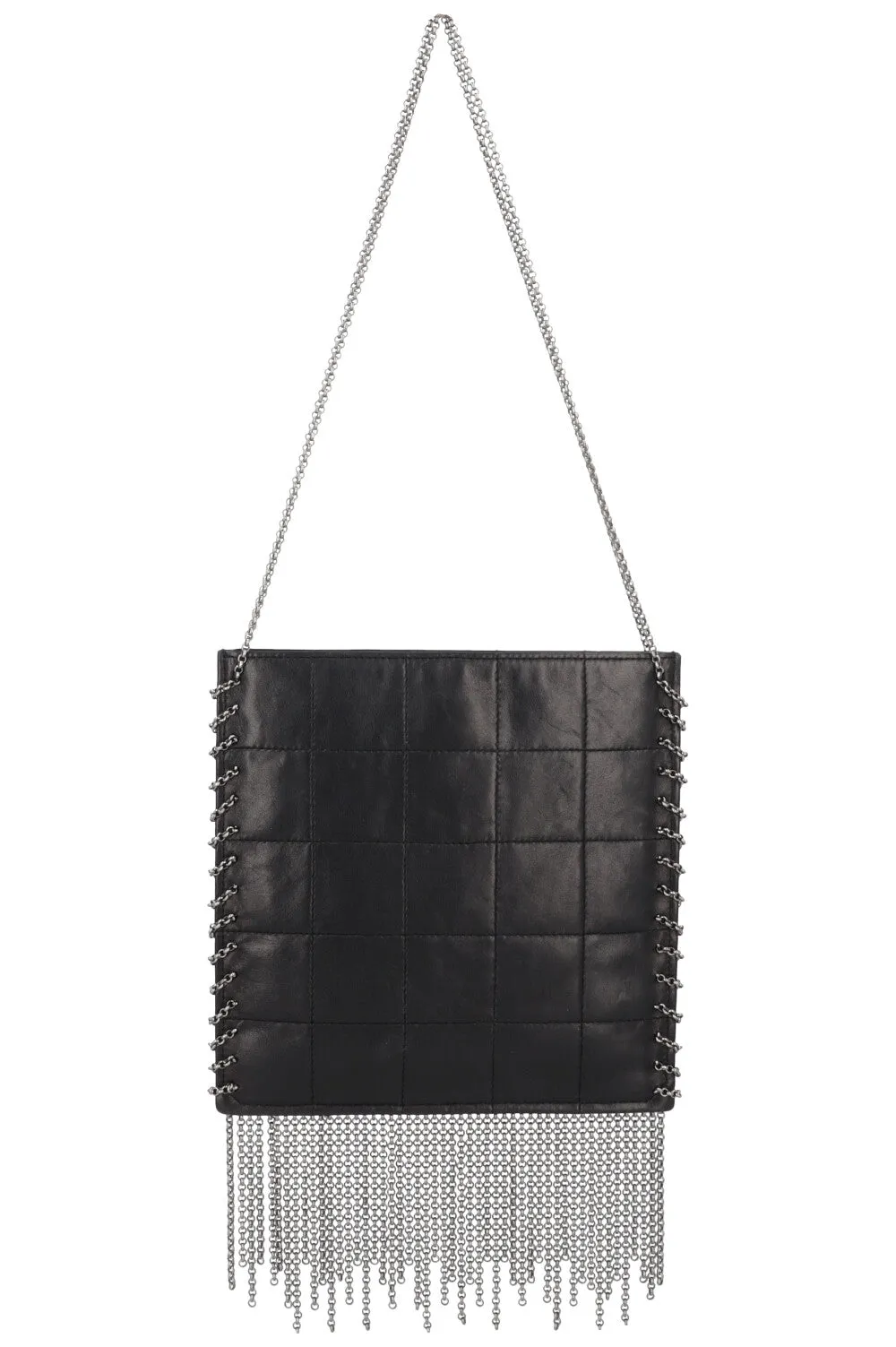 CHANEL Chocolate Bar Fringe Bag Leather Black