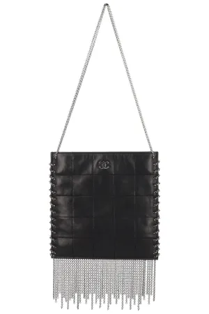 CHANEL Chocolate Bar Fringe Bag Leather Black