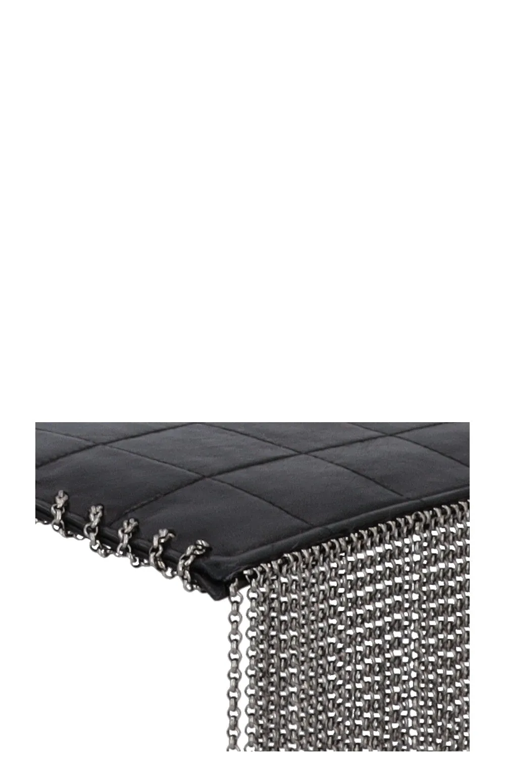 CHANEL Chocolate Bar Fringe Bag Leather Black