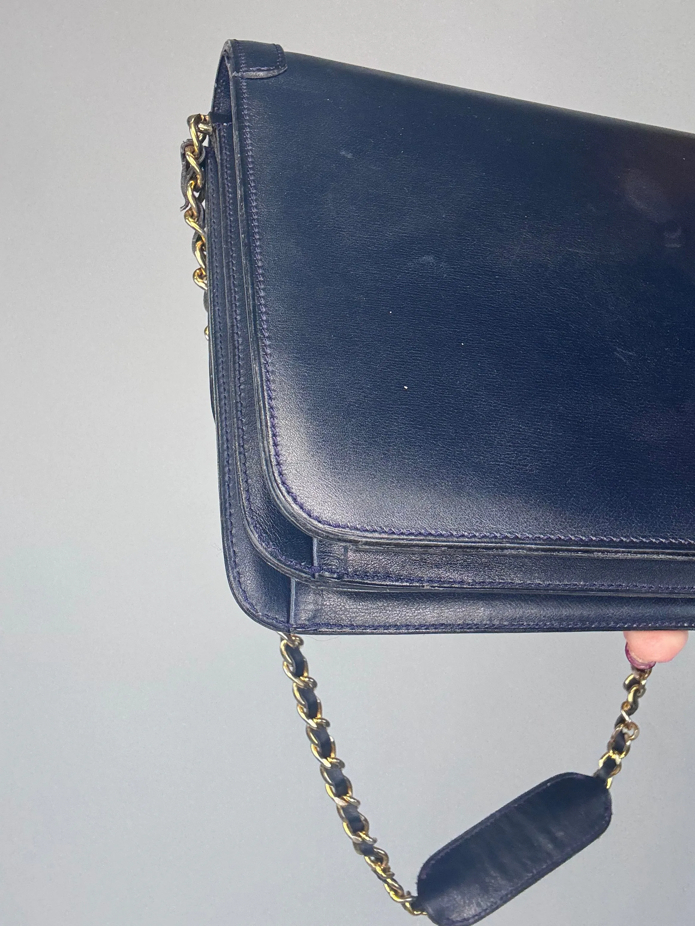 Chanel Vintage Single Flap Paris Limited Edition Navy Blue