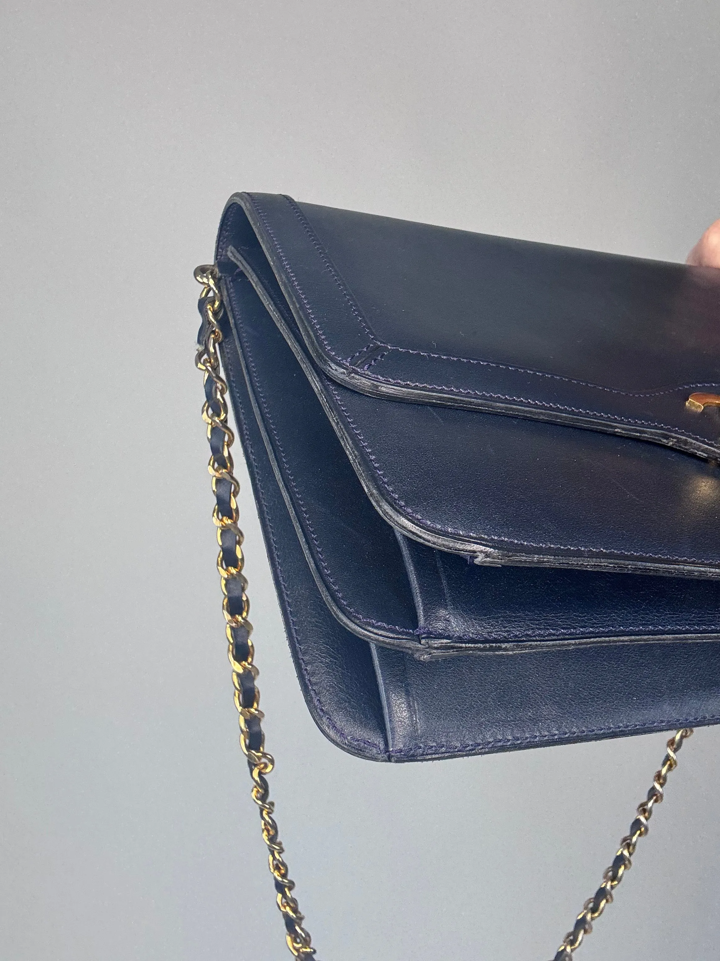 Chanel Vintage Single Flap Paris Limited Edition Navy Blue
