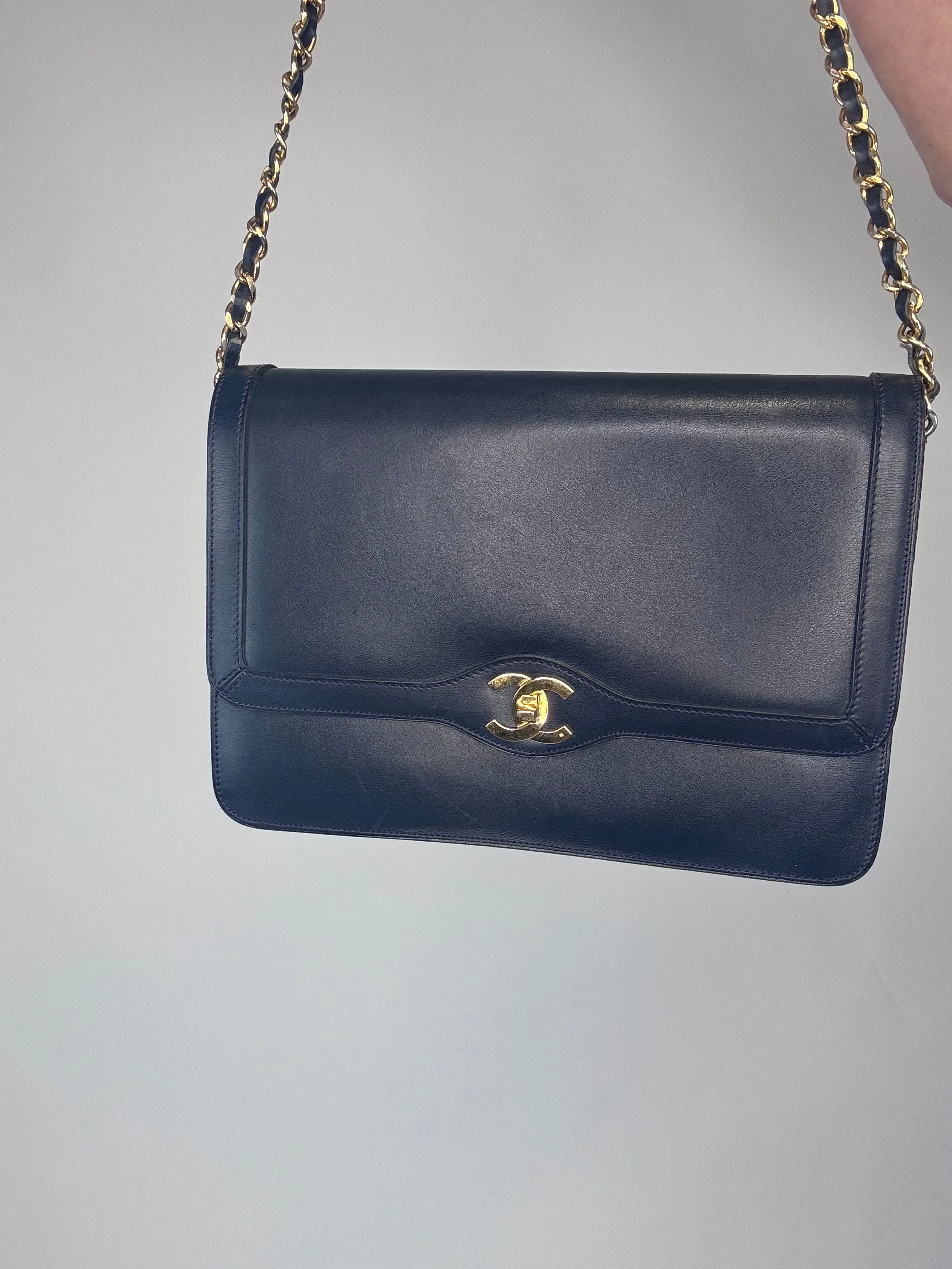 Chanel Vintage Single Flap Paris Limited Edition Navy Blue