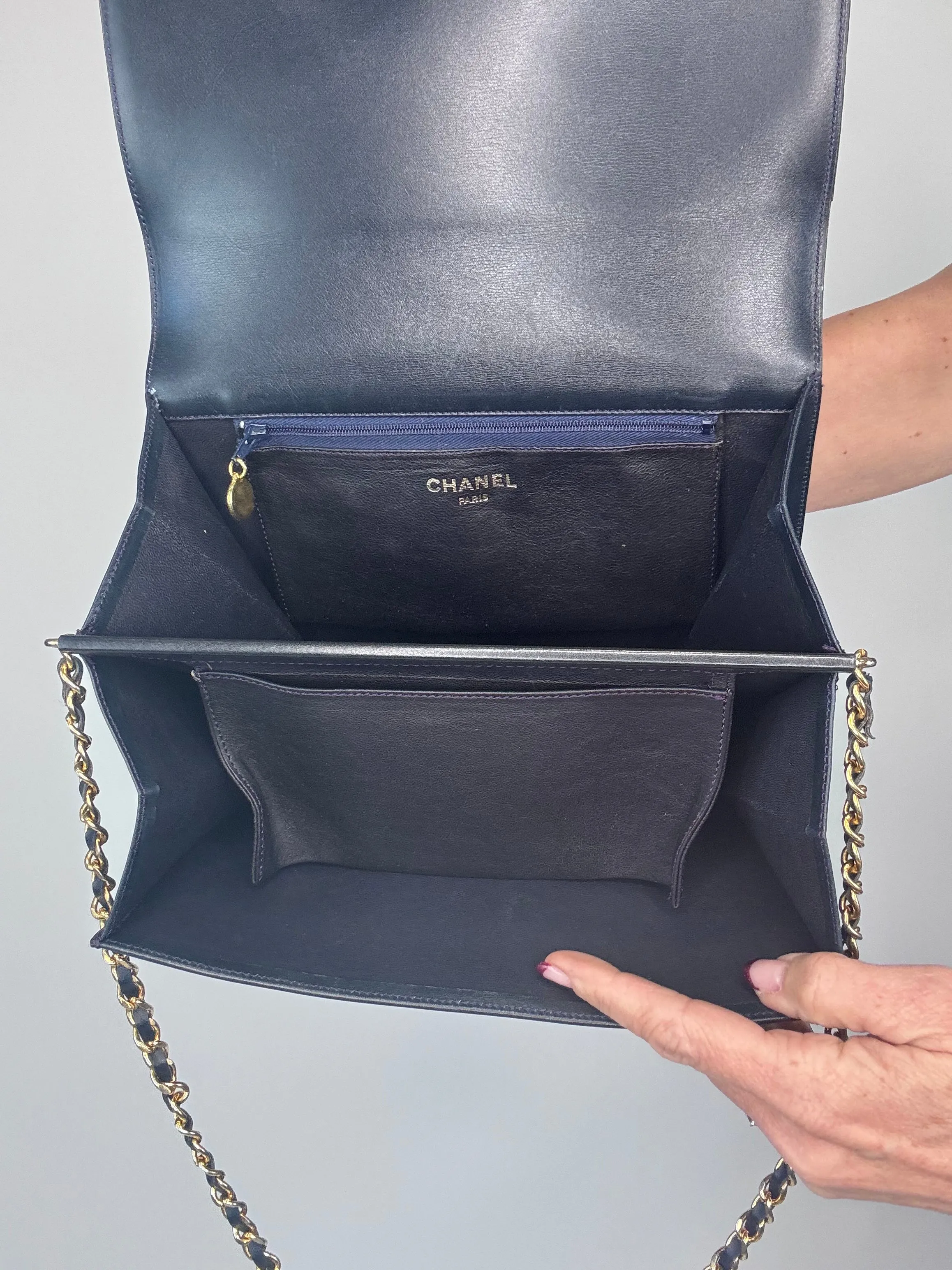 Chanel Vintage Single Flap Paris Limited Edition Navy Blue