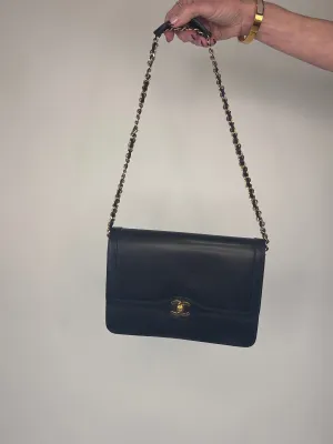 Chanel Vintage Single Flap Paris Limited Edition Navy Blue