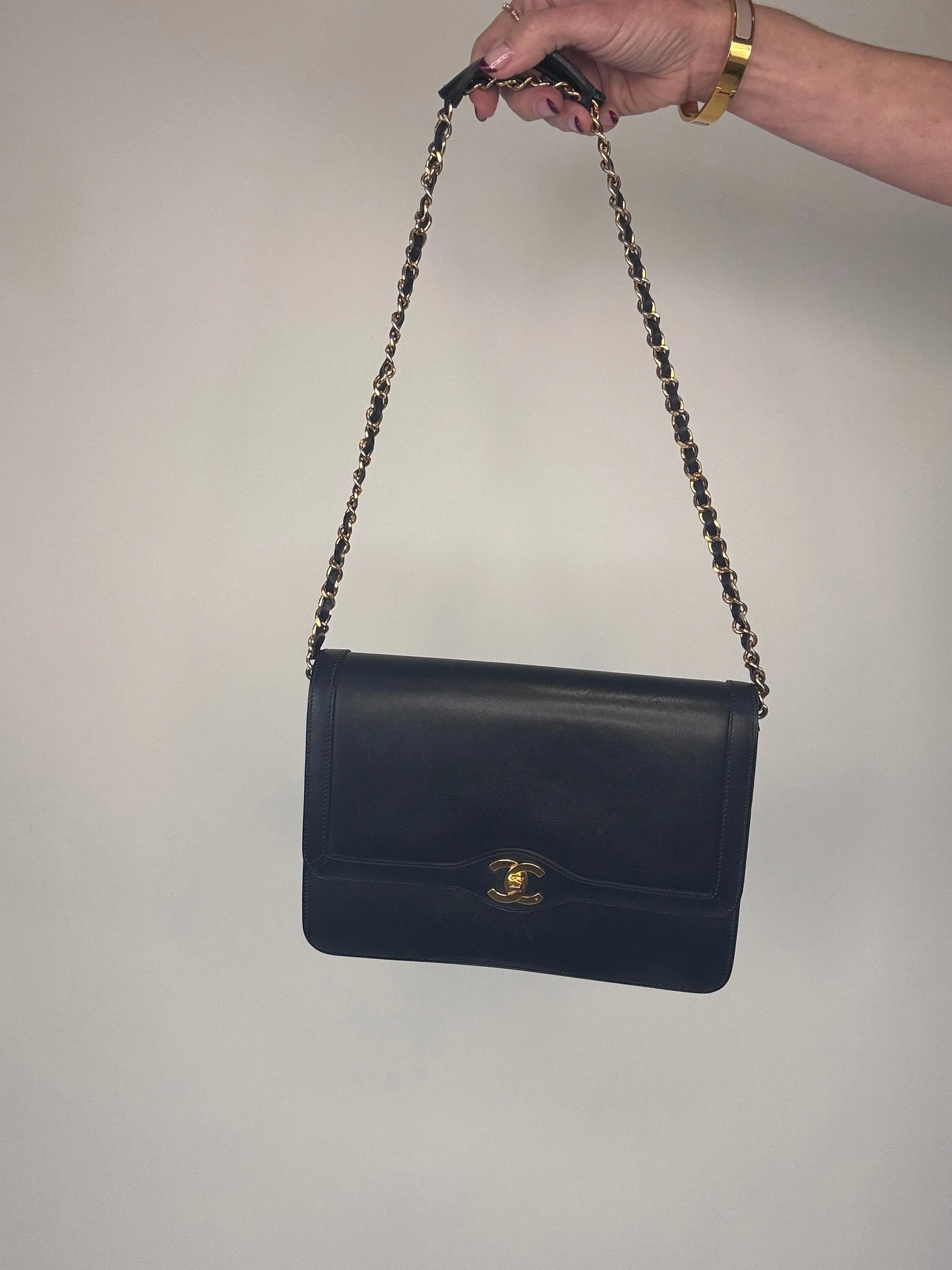 Chanel Vintage Single Flap Paris Limited Edition Navy Blue