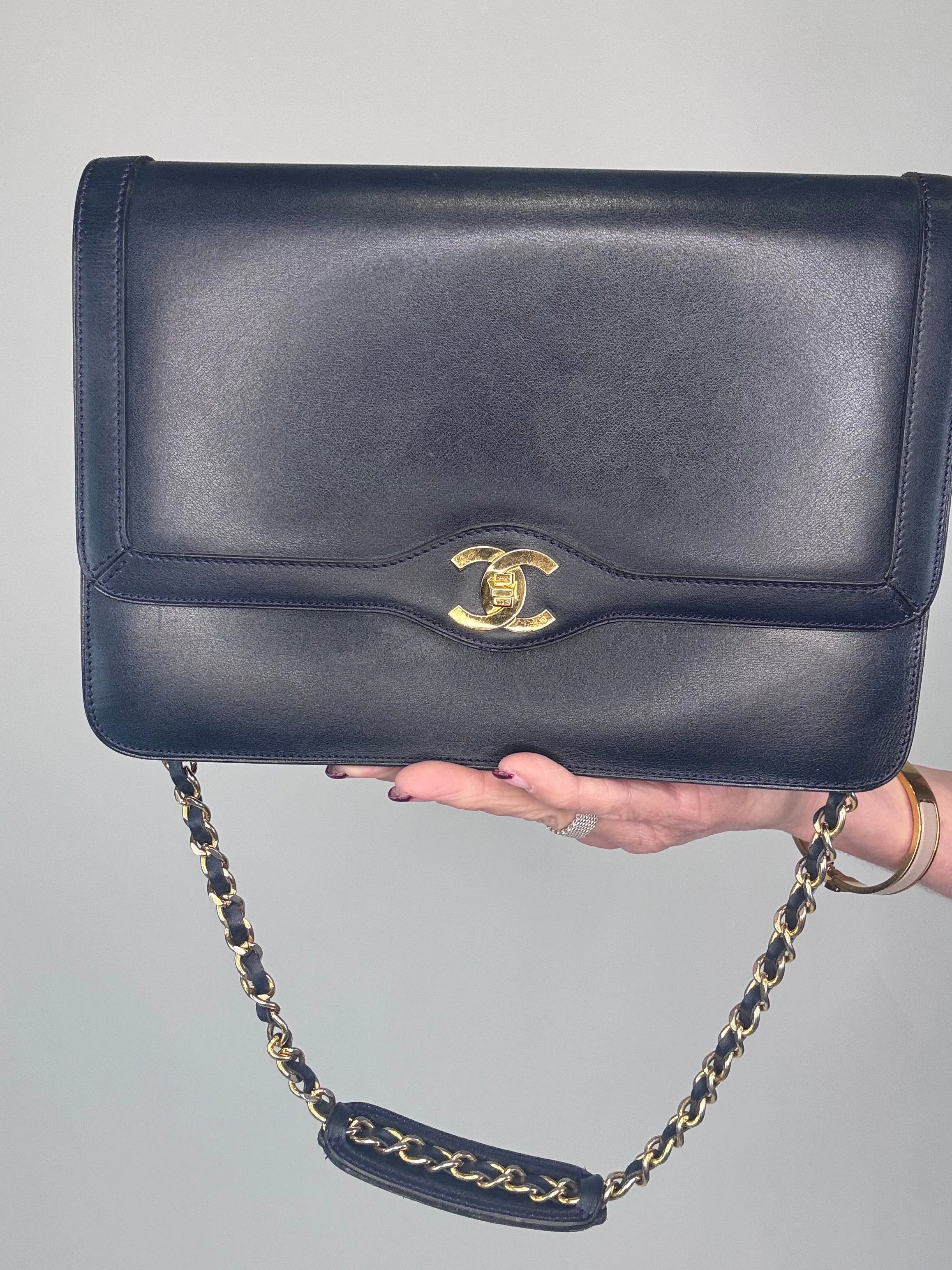 Chanel Vintage Single Flap Paris Limited Edition Navy Blue